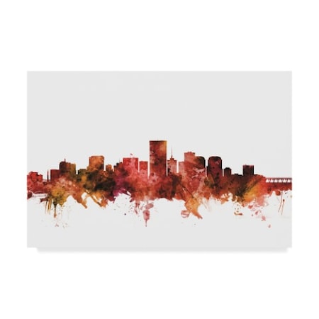 Michael Tompsett 'Richmond Virginia Skyline Red' Canvas Art,12x19